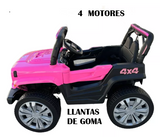 Montable Mini Rubicon 4x4 llantas de goma, con control remoto (Rosa)
