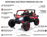 Montable 105 Todo Terreno 24v 4x4 (Rojo) llanta de goma, Con Control Remoto