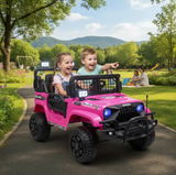 Montable Electrico Tipo Jeep 1202, Llantas Goma, 4x4, Control (Rosa)